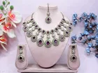 Mehandi Finish Golden Shadow Diamonds Ethnic Classy Necklace Set for Women 