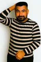 Cotton Stripes T-shirt for Men, Black 