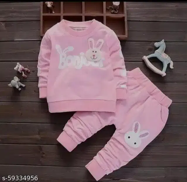 Hosiery Cotton Full Sleeves T-Shirt with Pant Clothing Set for Kids (Pink, 3-6 Months)