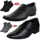 2 Pcs Formal Shoes with 2 Pcs Ankle Length Socks for Men 