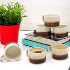 6 Pcs Ceramic Tea & Coffee Cup Set - Dual Tone Brown