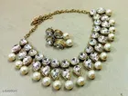 Elegant Alloy Necklace Set for Women & Girls, White