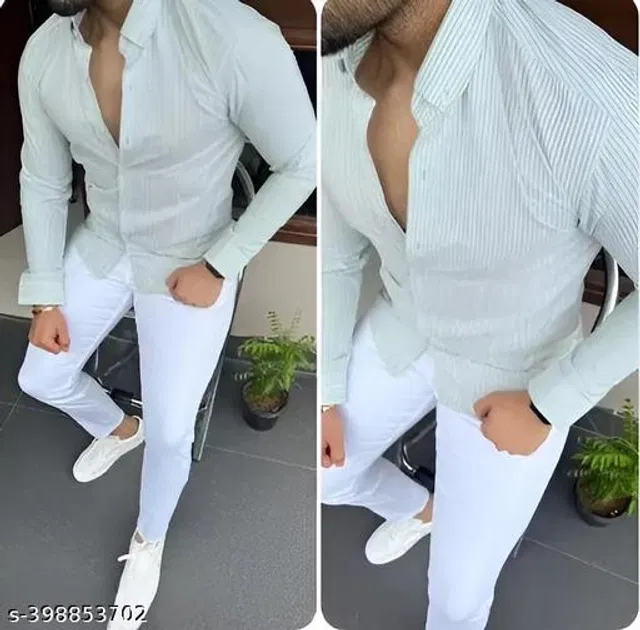 Denim Slim Fit Jeans for Men (White, 32)