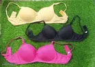 Cotton Solid Bra for Women & Girls, Multicolour, Pack of 3 