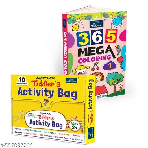Super Cute Toddlers Activity Bag + 365 Mega Coloring - 1 (Set of 2) – Huge Coloring Fun with Daily Creative Pages & Activity Bag for Toddlers