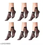 Sheer Ankle Length Nylon Socks ,Multicolor, Set of 3