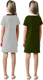 Graphic Print Shift Dress for Girls, Pack of 2 