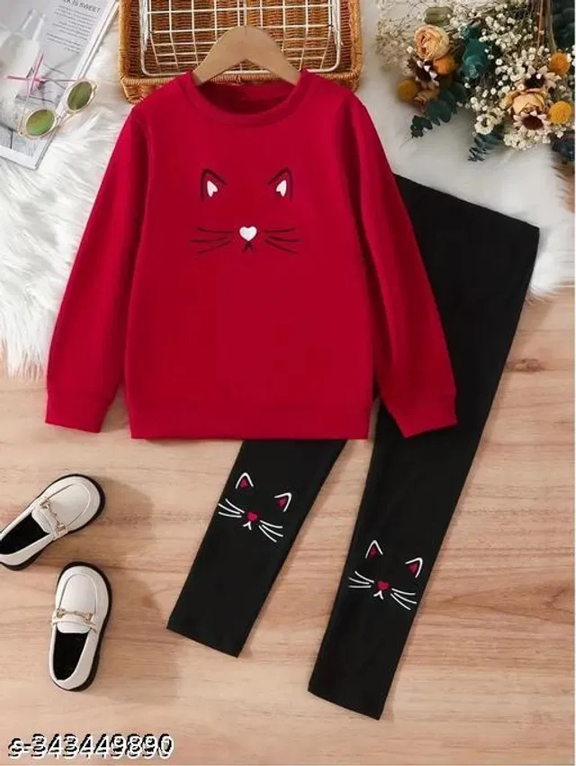 Cotton Blend Clothing Set for Girls (Multicolor, 13-14 Years)