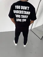 Cotton Round Neck Printed Oversized T-Shirt for Men 