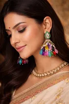 Alloy Earrings for Women & Girls, Multicolour