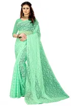 Net Solid Saree for Women 
