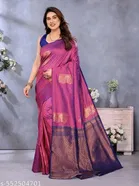 Banarasi Silk Saree with Floral Zari Work for Women 