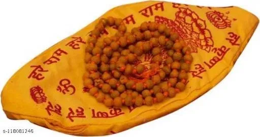 Haldi Mala Baglamukhi Mala Turmeric Rosary Wood Chain with Jaap Bag for Men (Yellow)