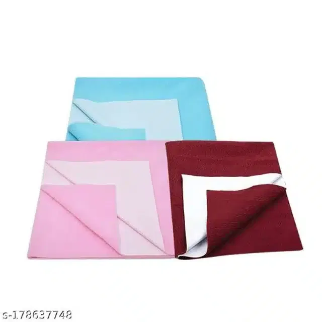 Cotton Mattress Protection Sheet (Multicolor, 28x20 inches) (Pack of 3)