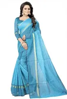 Polycotton Striped Saree for Women 