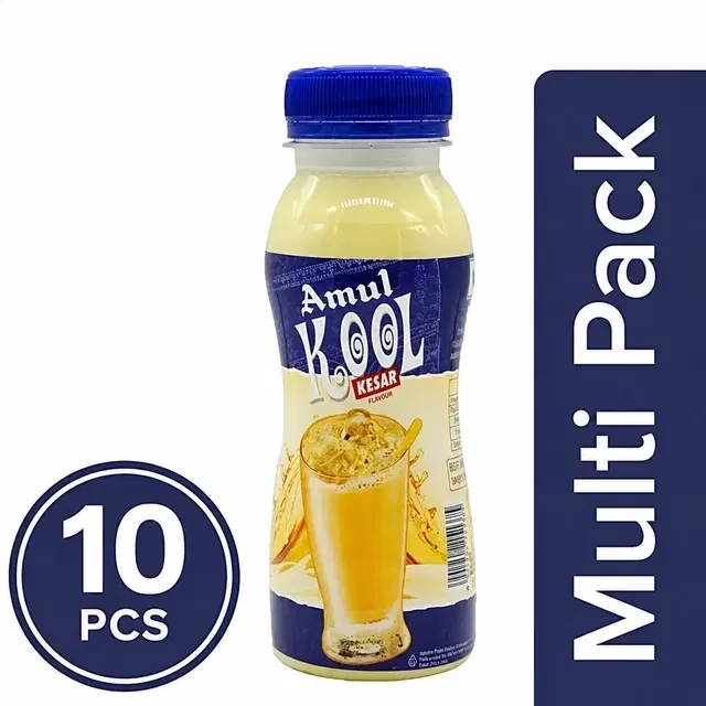अमूल कूल केसर फ्लेवर्ड मिल्क 10X180 ml - पैक ऑफ 10 (प्लास्टिक बॉटल)