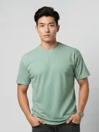 Polyester Round Neck T-shirt for Men, Aqua Blue 