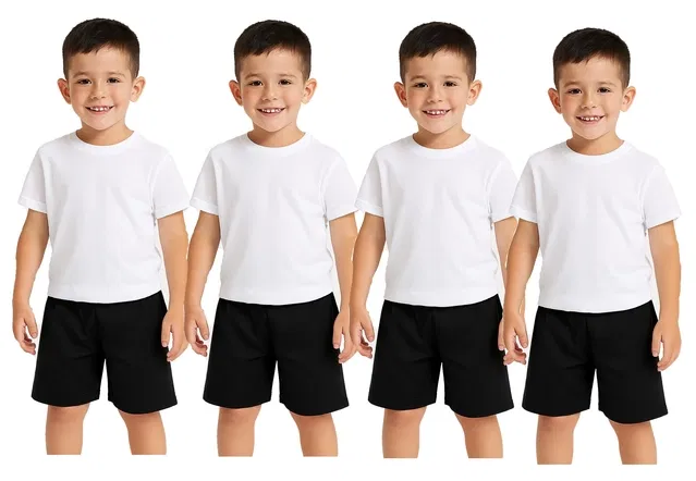 Cotton Shorts for Boys, White, Pack of 4 (10-11 Years)