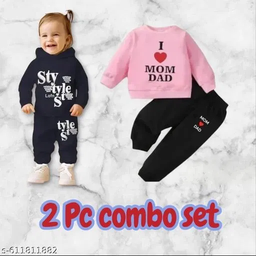 Hosiery Cotton Printed Clothing Set for Kids, Multicolor, Pack of 2 (8-9 Years)