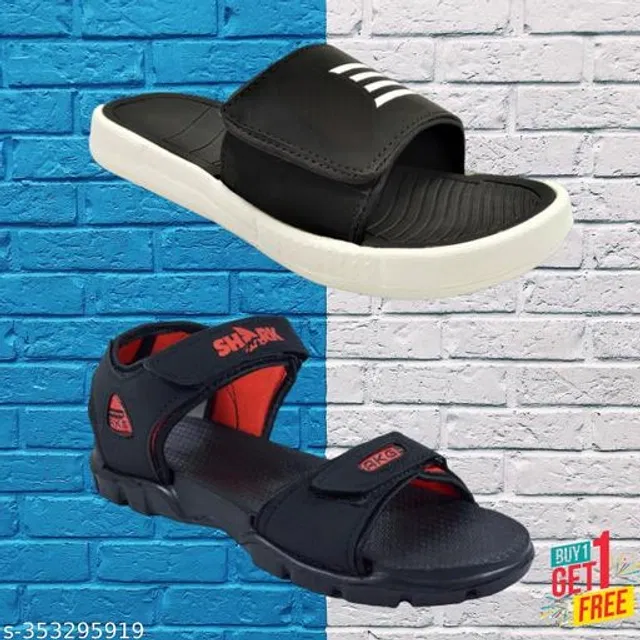 Sandal with Sliders for Men (Multicolor, 10) (Pack of 2)