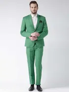 हैंगअप मेंस फॉर्मल पॉलिएस्टर विस्कोस रेगुलर फिट सूट, Green, Size- 36 