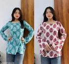Ethnic Motif Printed Cotton Short Kurti for Women, Pack of 2 