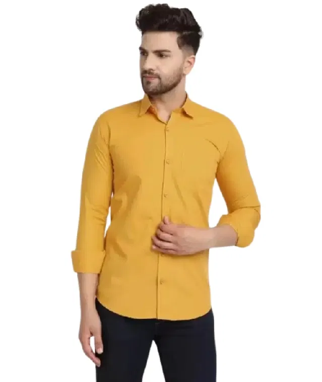 Casual Shirt for Men (Gold, L)