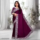 Georgette Embellished Saree For Women, Purple