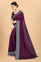 Women's Embroidried Saree with Unstiched Blouse 