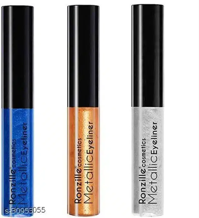 Ronzille Mettallic Glitter Eye Liner (Multicolor, Pack of 3)