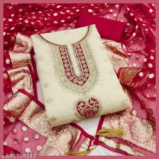 Silk Blend Embroidered Punjabi/All Over Suits for Women (Multicolor, 6.65 meter (XXL)
