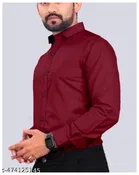 Cotton Blend Solid Shirt for Men, Maroon 