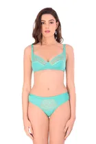 Cotton Blend Solid Non Padded Lingerie Set for Women 