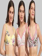 Cotton Blend Printed Padded Bra for Women 