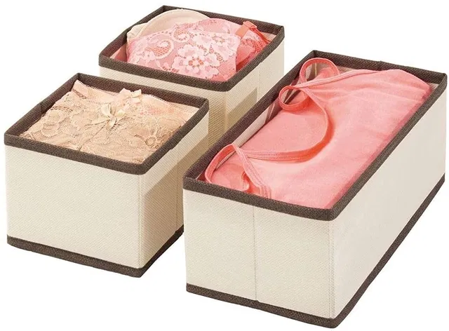 Non-woven Zip Closure Saree Covers (Cream, Pack of 3)