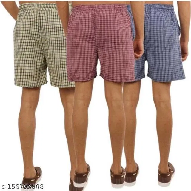 Cotton Shorts for Mens (Multicolor, 34) (Pack of 3)