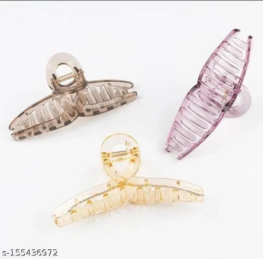 Plastic Hair Clutcher for Women & Girls (Multicolor, Pack of 3)