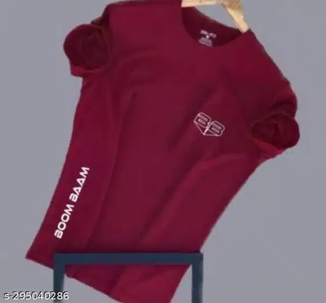Half Sleeves T-Shirt for Men (Maroon, L)