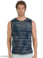 Combed Cotton Gym Vest for Men (Navy Blue, S)