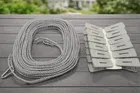 Portable Nylon Rope Clothesline 10 Meter + 12 Clips Grey