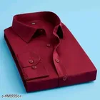 Cotton Blend Solid Shirts for Men, Maroon 