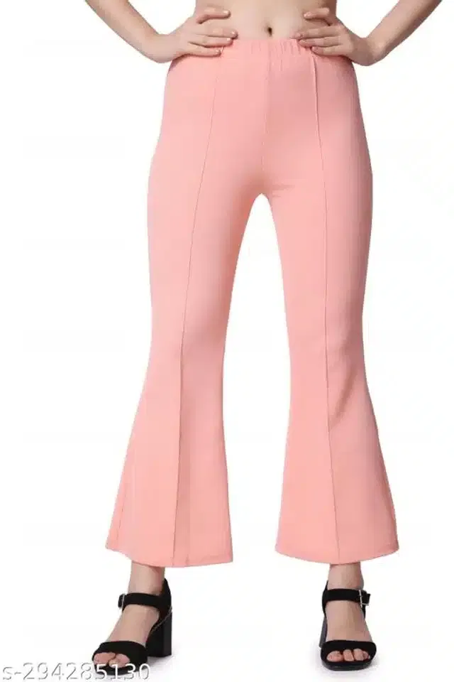 Cotton Lycra Trouser for Women (Peach, 30)
