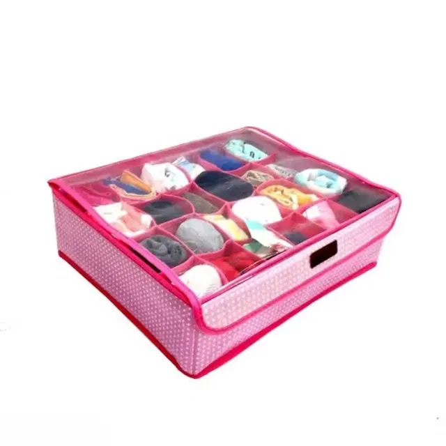 Non-woven Foldable Cloth Cover cum Organizer (Pink)