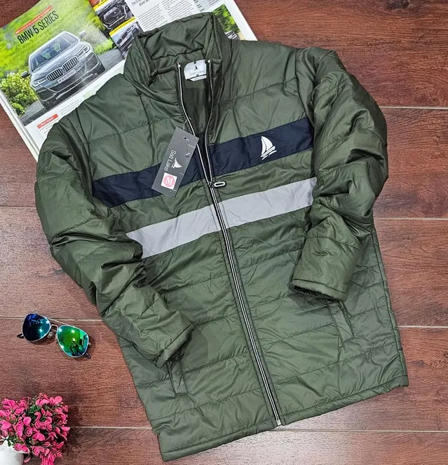 Polyester Colorblocked Jacket for Men (Olive, L)