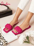 Synthetic Square Toe T- Strap Flats for Women 