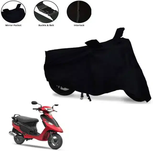 Waterproof & UV Protection Polyester Full Body Cover for TVS Scooty (Black)