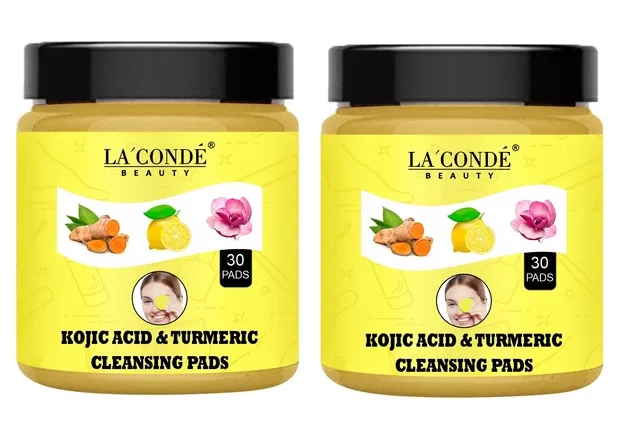 Laconde 30 Pcs Kojic Acid & Turmeric Cleansing Pads (Pack of 2)