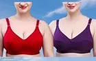 Cotton Solid Bras for Women, Red & Purple, Pack of 2 