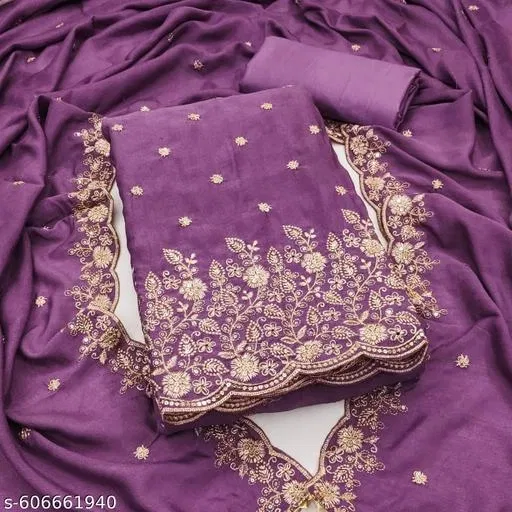 Embroidered Punjabi/All Over Suits for Women (Lavender, 6.05 meter (M)