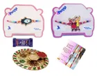 Alloy 2 Pcs Rakhi with 4.5 inch Plate & Chocolate 